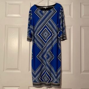 Blue and black graphic dress knee length XL